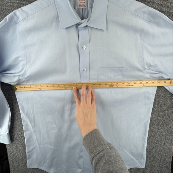 Brooks Brothers Non Iron Cotton Button Up 16.5 33 Madison Blue Supima Adult Men - Picture 5 of 15